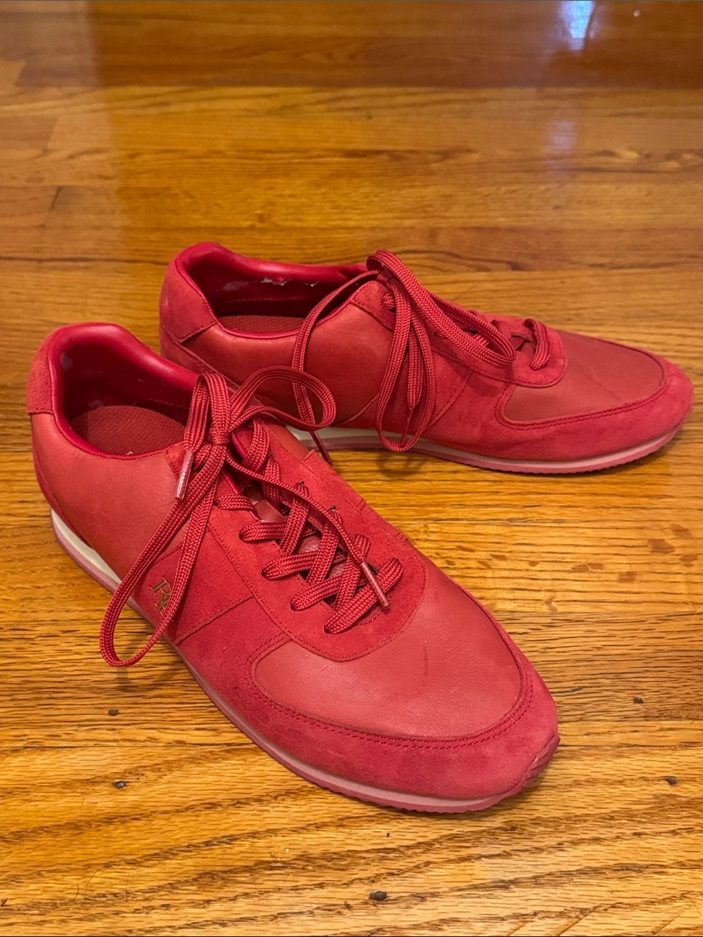 Lauren Ralph Lauren Women's Red Lace-Up Sneakers - Picture 1 of 11
